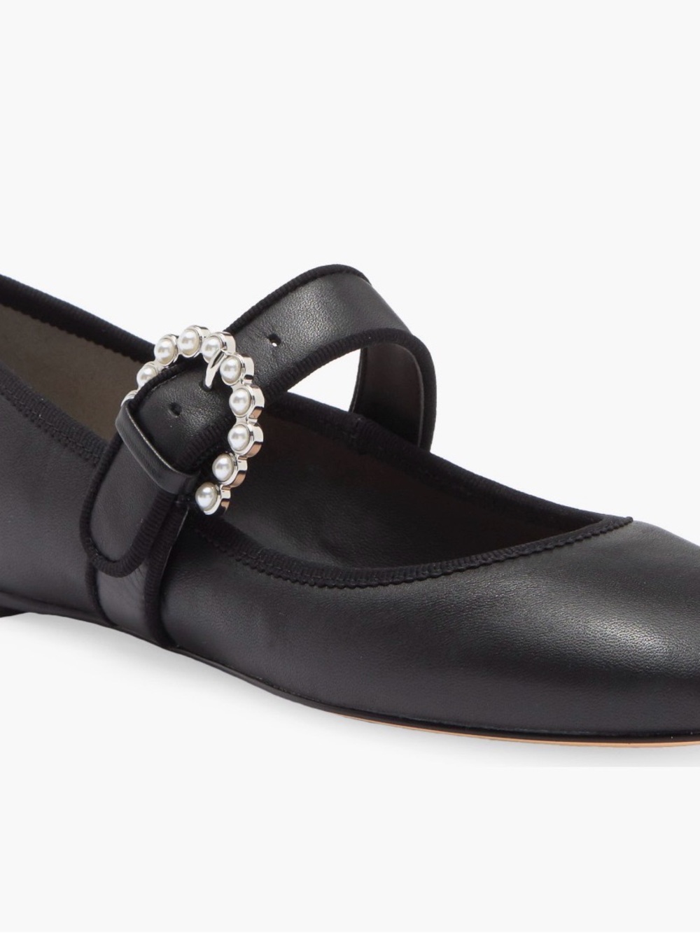 Stuart Whitman Piper Black Pearl-Embellished Mary Jane Flats